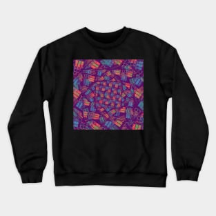 Neon Block Tornado | Purple, Sky Blue, Neon Orange, and Yellow Geometric Design Crewneck Sweatshirt